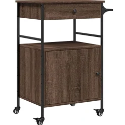 vidaXL køkkenvogn 56x43x89,5 cm konstrueret træ brun egetræsfarve