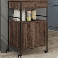 vidaXL køkkenvogn 56x43x89,5 cm konstrueret træ brun egetræsfarve