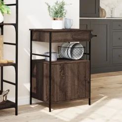 vidaXL køkkenvogn 56x43x89,5 cm konstrueret træ brun egetræsfarve
