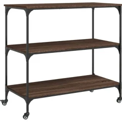 vidaXL køkkenvogn 102x50x95 cm konstrueret træ brun egetræsfarve