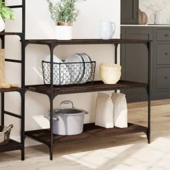 vidaXL køkkenvogn 102x50x95 cm konstrueret træ brun egetræsfarve