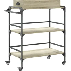 vidaXL køkkenvogn 81,5x41x92,5 cm konstrueret træ sonoma-eg