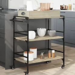 vidaXL køkkenvogn 81,5x41x92,5 cm konstrueret træ sonoma-eg