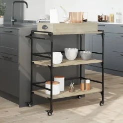 vidaXL køkkenvogn 81,5x41x92,5 cm konstrueret træ sonoma-eg