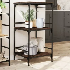 vidaXL køkkenvogn 60,5x50x105 cm konstrueret træ brun egetræsfarve