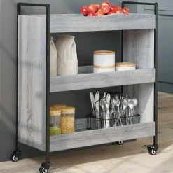 vidaXL køkkenvogn 70x30x82 cm konstrueret træ grå sonoma-eg