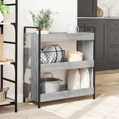 vidaXL køkkenvogn 70x30x82 cm konstrueret træ grå sonoma-eg
