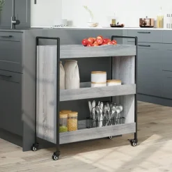 vidaXL køkkenvogn 70x30x82 cm konstrueret træ grå sonoma-eg