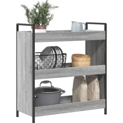vidaXL køkkenvogn 70x30x82 cm konstrueret træ grå sonoma-eg