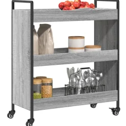vidaXL køkkenvogn 70x30x82 cm konstrueret træ grå sonoma-eg