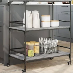 vidaXL køkkenvogn 100,5x50x105 cm konstrueret træ grå sonoma-eg
