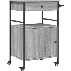 vidaXL køkkenvogn 56x43x89,5 cm konstrueret træ grå sonoma-eg