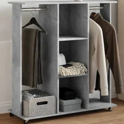 vidaXL klædeskab med hjul 102x38x110 cm konstrueret træ betongrå