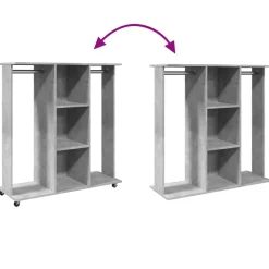 vidaXL klædeskab med hjul 102x38x110 cm konstrueret træ betongrå