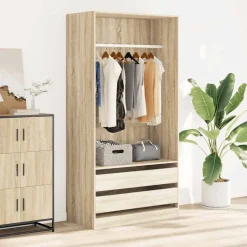 vidaXL klædeskab 100x50x200 cm konstrueret træ sonoma-eg