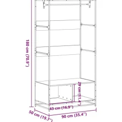 vidaXL klædeskab 90x50x180 cm konstrueret træ sonoma-eg