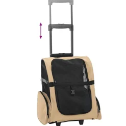 vidaXL kæledyrsvogn 3-i-1 design sand 48x32x(57-106) cm oxfordstof
