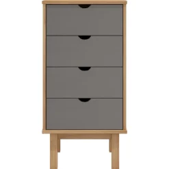 vidaXL kommode OTTA 45x39x90 cm massivt fyrretræ brun og grå