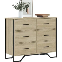 vidaXL kommode 91x35,5x74,5 cm konstrueret træ sonoma-eg