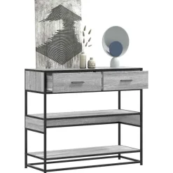 vidaXL konsolbord 90x35x80 cm konstrueret træ grå sonoma-eg