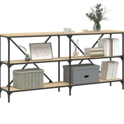 vidaXL konsolbord 160x30x75 cm konstrueret træ og jern sonoma-eg