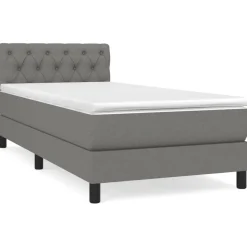 vidaXL kontinentalseng med madras 80x200 cm stof mørkegrå