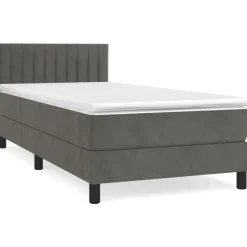 vidaXL kontinentalseng med madras 80x200 cm fløjl mørkegrå
