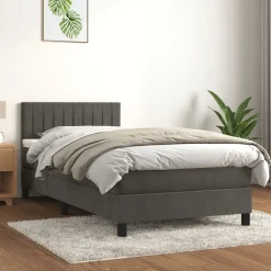 vidaXL kontinentalseng med madras 80x200 cm fløjl mørkegrå