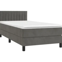 vidaXL kontinentalseng med madras 80x200 cm fløjl mørkegrå