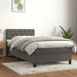 vidaXL kontinentalseng med madras 80x200 cm fløjl mørkegrå