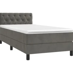vidaXL kontinentalseng med madras 80x200 cm fløjl mørkegrå