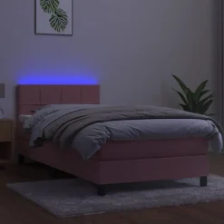 vidaXL kontinentalseng med madras og LED-lys 80x200 cm velour pink