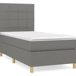 vidaXL kontinentalseng med madras 80x200 cm stof mørkegrå
