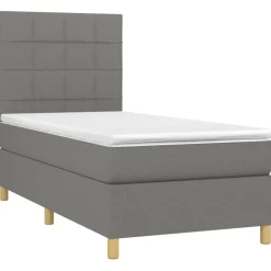 vidaXL kontinentalseng med madras 80x200 cm stof mørkegrå