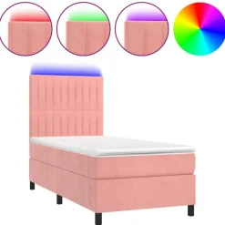 vidaXL kontinentalseng med LED-lys 80x200 cm velour pink