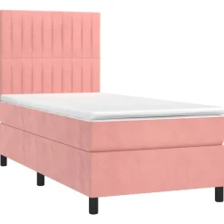 vidaXL kontinentalseng med LED-lys 80x200 cm velour pink