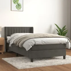 vidaXL kontinentalseng med madras 80x200 cm fløjl mørkegrå