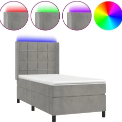 vidaXL kontinentalseng med LED-lys 80x200 cm velour lysegrå