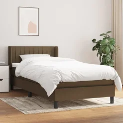 vidaXL kontinentalseng med madras 80x200 cm stof mørkebrun