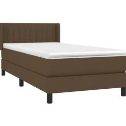vidaXL kontinentalseng med madras 80x200 cm stof mørkebrun