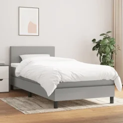 vidaXL kontinentalseng med madras 80x200 cm stof lysegrå