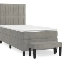 vidaXL kontinentalseng med madras 80x200 cm fløjl lysegrå
