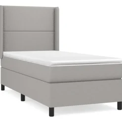 vidaXL kontinentalseng med madras 90x190 cm stof lysegrå
