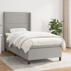 vidaXL kontinentalseng med madras 90x190 cm stof lysegrå