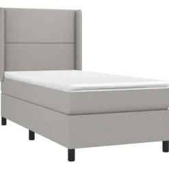 vidaXL kontinentalseng med madras 90x190 cm stof lysegrå