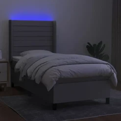 vidaXL kontinentalseng med LED-lys 80x200 cm stof lysegrå