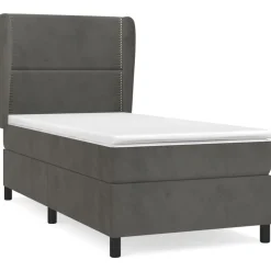 vidaXL kontinentalseng med madras 80x200 cm fløjl mørkegrå
