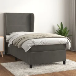 vidaXL kontinentalseng med madras 80x200 cm fløjl mørkegrå