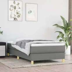 vidaXL kontinentalseng med madras 80x200 cm stof mørkegrå