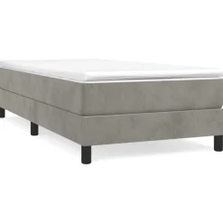 vidaXL kontinentalseng med madras 80x200 cm fløjl lysegrå